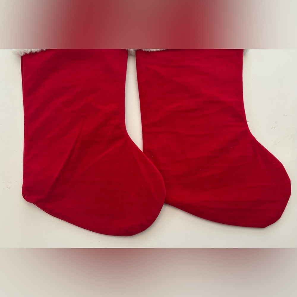Faux fur and red Christmas stockings 2 total NEW NWT - Picture 6 of 9